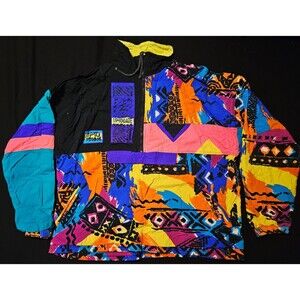 Vintage Up To Date 90s Colorblock Zip Jacket Loud Abstract Streetwear Rare 90s!!